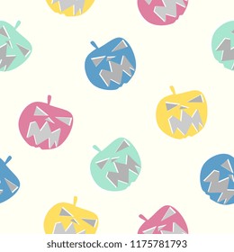 Vector childish drawing of halloween creature pastel multicolor seamless pattern for baby fashion print and wrapping. New popular style background funny monster.