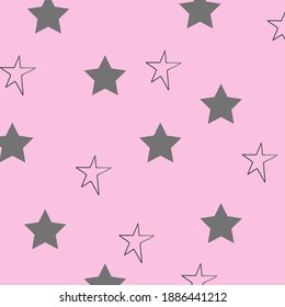 Vector childish graphic of typographic print with simple starry pattern. Graphics for girlish fashion t-shirt fabric textile clothing printing. Vector print for young girl.