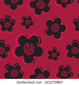 Vektorkindisches Muster mit Märchenblumen. Kreative Kindertextur für Stoff, Umhüllung, Textilien, Tapeten, Bekleidung. Nahtloses Muster mit kreativen dekorativen Blumen im skandinavischen Stil.