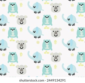 vector childish pattern with little aminal seamless background, cute vector texture for kids bedding, fabric, wallpaper, wrapping paper, textile, t-shirt print