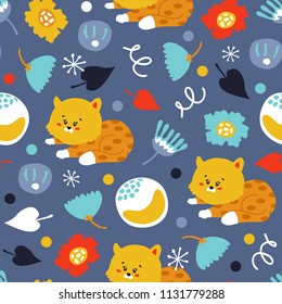 Vector childish scandinavian pattern with cute animal for nursery design, textiles