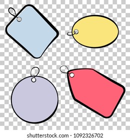 vector childish tag rectangle square oval circle sketch pastel color at transparent effect background