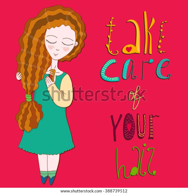 Vector Childlike Cute Illustration Little Girl Stock Vector