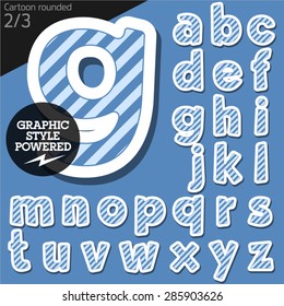 Vector children alphabet set in blue marine striped style. File contains graphic styles available in Illustrator. Lowercase letters