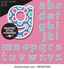 Vector children alphabet set in candy bubble style. File contains graphic styles available in Illustrator. Lowercase letters