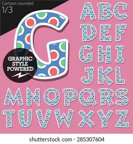 Vector children alphabet set in candy bubble style. File contains graphic styles available in Illustrator. Uppercase letters