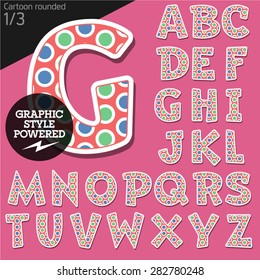 Vector children alphabet set in original candy style. File contains graphic styles available in Illustrator. Uppercase letters