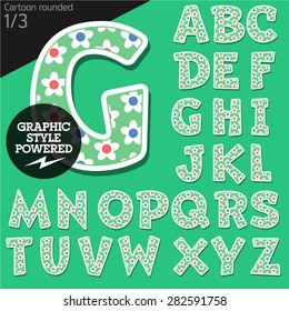 Vector children alphabet set in summer flower style. File contains graphic styles available in Illustrator. Uppercase letters