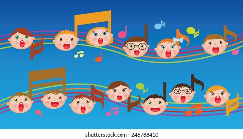 vector children chorus (musical notes)