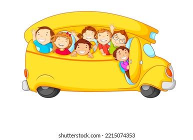niños vectores en el autobús escolar