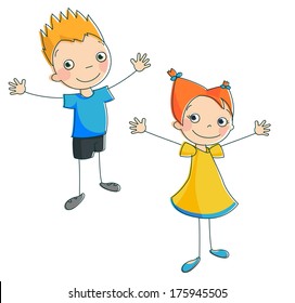 Vector children on white background isolated