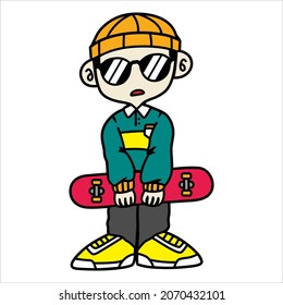 vector de niños jugando al skateboard