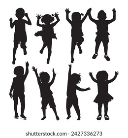 vector children silhouettes set illustration
