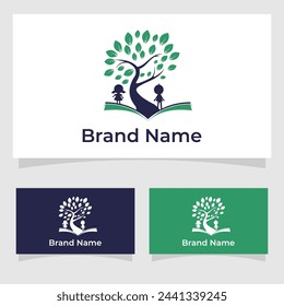 Vector children with tree logo design