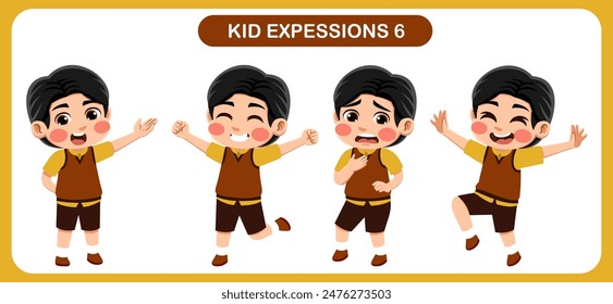 vector of children with various expressions. Good for application in various design and other promotional needs