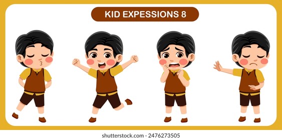 Vector de niños con diversas expresiones. Bueno para la aplicación en diversos diseños y otras necesidades promocionales