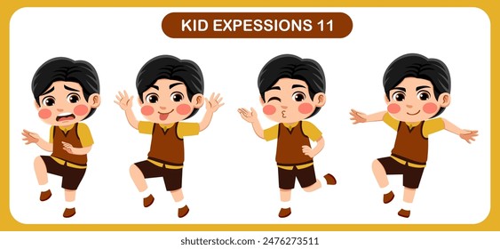 vector of children with various expressions. Good for application in various design and other promotional needs