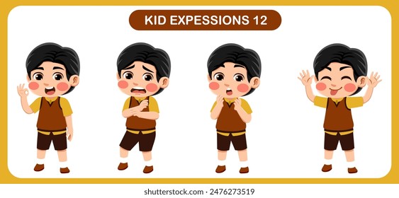 vector of children with various expressions. Good for application in various design and other promotional needs