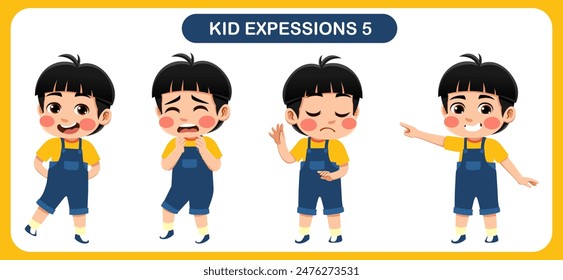 Vector de niños con diversas expresiones. Bueno para la aplicación en diversos diseños y otras necesidades promocionales
