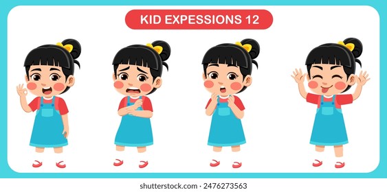 vector of children with various expressions. Good for application in various design and other promotional needs