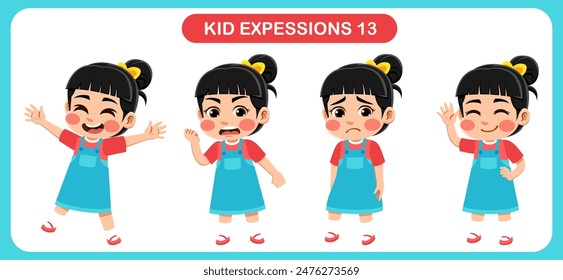 vector of children with various expressions. Good for application in various design and other promotional needs