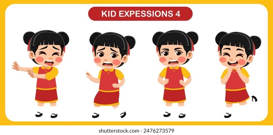 vector of children with various expressions. Good for application in various design and other promotional needs