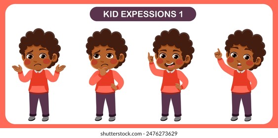 vector of children with various expressions. Good for application in various design and other promotional needs