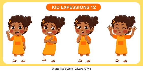vector of children with various expressions. Good for application in various design and other promotional needs