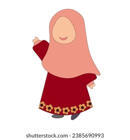 vector of children wearing Muslim clothes.