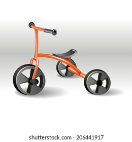 vector children's bicycle on white-gray background