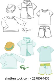 dibujo técnico de prendas de vestir para niños vectores 