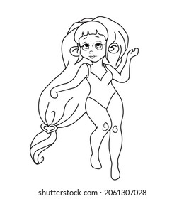 Vector children's design girl. For postcard banners, hand-drawn.