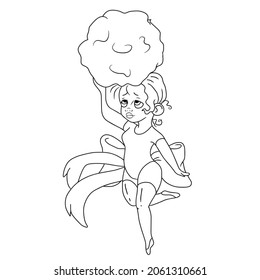 Vector children's design girl. For postcard banners, hand-drawn.