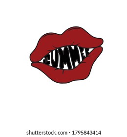 Vektorkinderdesign für Grußkarten, Banner.Stickers'.Lips Text Sommer