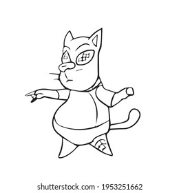 Diseño infantil vectorial en un fondo blanco aislado para carteles, postales. Gato gracioso 