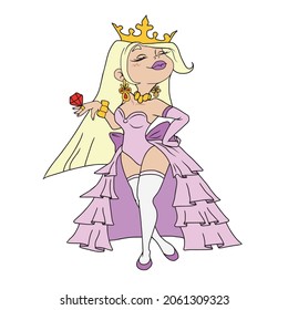 Vektorkinderdesign einer Prinzessin-Puppe. Für Postkartenbanner, handgezeichnet.