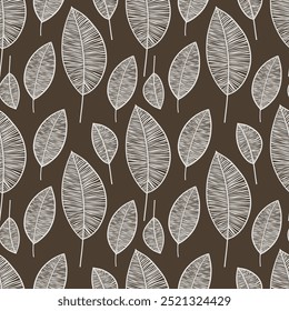 Vector children's doodle in the style of flowers of leaves and trees, seamless pattern beautiful pastel wallpaper background
