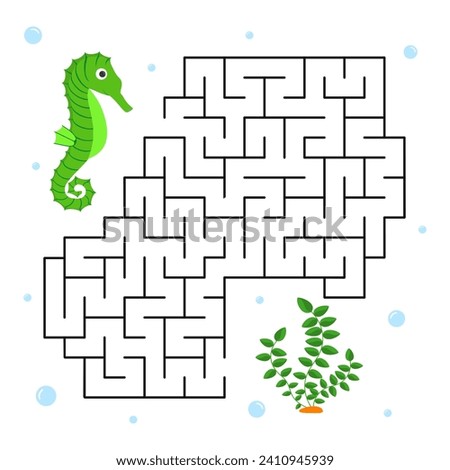 Vector children's game maze. Undersea world. Help the Seahorse find the right path. Labyrinth for teaching children. [[stock_photo]] © 