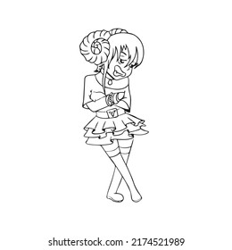 Vector children's hand- drawn drawing , for banners, postcards , stickers ,on a white isolated background .Cute girls for horoscope