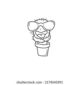 Vector children's hand- drawn drawing , for banners, postcards , stickers ,on a white isolated background . Cactus.