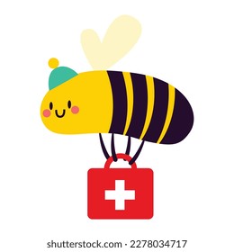 Vector children's illustration. A bee is a doctor.