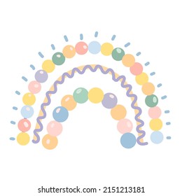 Vector children's illustration of a cheerful rainbow on a white background.Cartoon poster, postcard.

