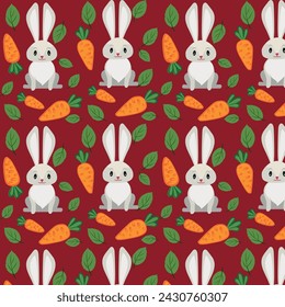 Vector children's illustration. Forest animals, hares and carrots. The pattern for printing.