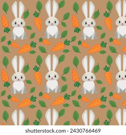 Vector children's illustration. Forest animals, hares and carrots. The pattern for printing.