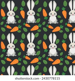 Vector children's illustration. Forest animals, hares and carrots. The pattern for printing.