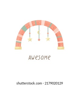 Vector children's illustration of a mobile with toys.