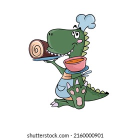 Vector children's illustration on hand-drawn,for banners stickers, Funny dinosaur ,dragon