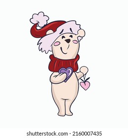 Vector children's illustration on hand-drawn,for banners stickers, Funny bear