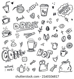 Vector children's illustration on hand-drawn,for banners stickers,  coffee