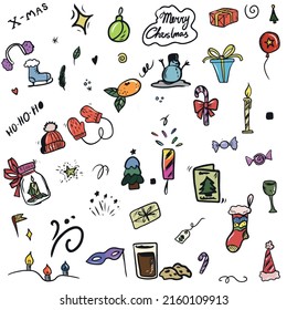 Vector children's illustration on hand-drawn,for banners stickers, winter,Christmas